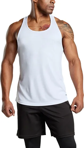 Vista 2 de TSLA - Camisetas deportivas sin mangas para hombre, Dry Fit, con espalda en Y, para entrenamiento, gimnasio o fisicoculturismo, paquete de 3