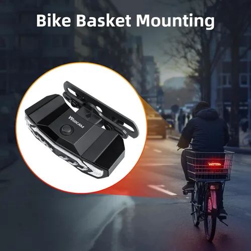 Vista 3 de WSDCAM Smart Bike Seat/Bike Basket Tail Light with Turn Signals and Brake Light, Bike Alarm Horn with Remote, Rechargeable Rear Bike Light for Night