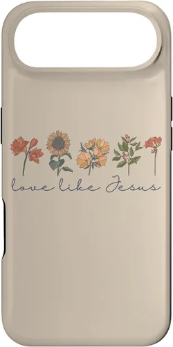 Vista 27 de Love Like Jesus - Carcasa para iPhone 17, diseño de flores y texto bíblico, religioso
