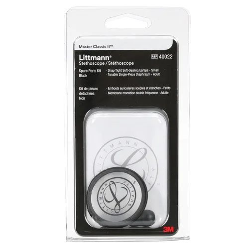 Vista 2 de 3M Littmann Kit de piezas de repuesto para estetoscopio, negro, compatible con Master Classic II™, incluye orejeras pequeñas de sellado suave a