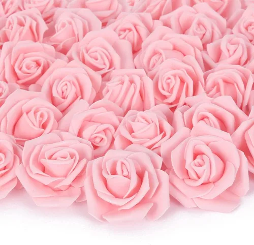 Vista 17 de 100 PCS Rosas de Espuma Azul Bebé Flores Artificiales Flores de Espuma Azul a Granel Sin Tallo Rosas Falsas para Bricolaje Centros de Mesa de Boda