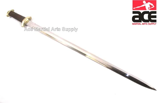 Vista 2 de Espada y costra medieval de acero vikingo Worrior Spatha de batalla de 33 pulgadas