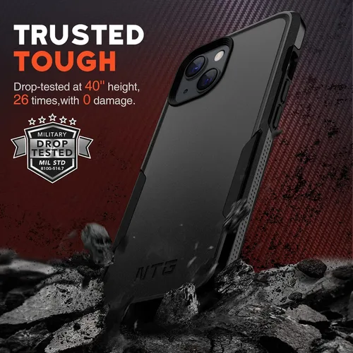 Vista 2 de NTG Funda compatible con iPhone 14 y iPhone 13, [estructura de protección de 2 capas] [anticaídas de grado militar], funda rígida y delgada