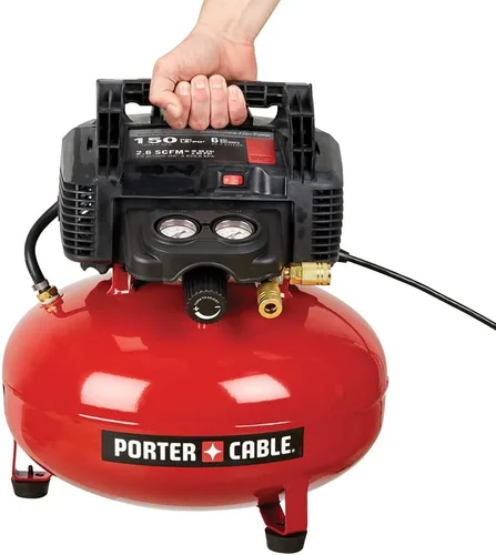 Vista 5 de PORTER-CABLE Compresor de aire, 6 galones, estilo Pancake, sin aceite (C2002-ECOM) 6 galones, 150 PSI máximo