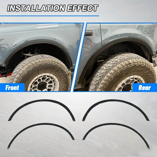 Vista 2 de WolfX Kit de guardabarros de 2 puertas y 4 puertas compatible con Ford Bronco 2021 2022 2023 2024 2025 Juego de 4 piezas Front & Rear Wheel Fender