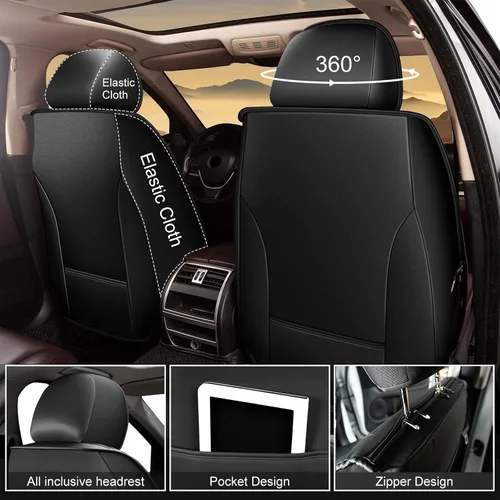 Vista 3 de Fundas de asiento de automóvil para Kia Optima 2002-2020: juego completo de cojines de asiento de vehículo, de cuero impermeable, protector Set