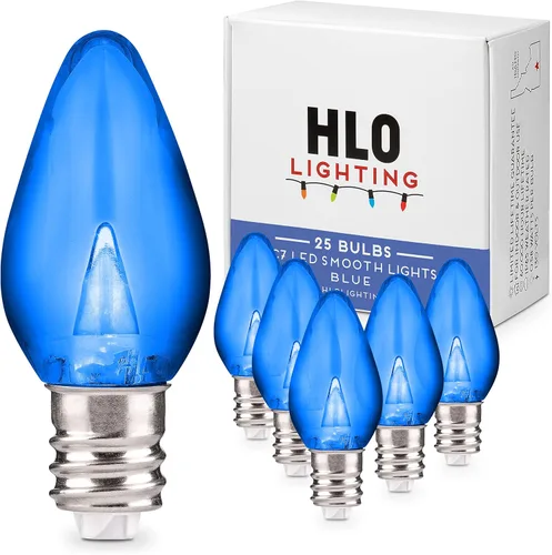 Vista 8 de Enchufe de iluminación navideña LED liso C7 verde azulado bombillas de repuesto para enchufes E12, grado comercial de bajo consumo, 2 bombillas