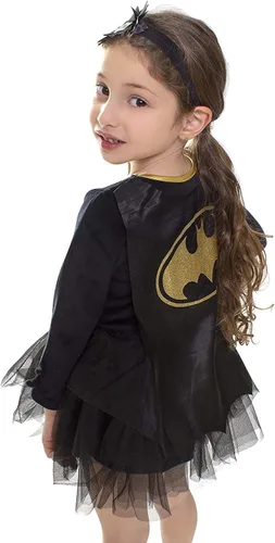 Vista 2 de DC Comics Disfraz de batgirl para bebé con capa extraíble y diadema a juego