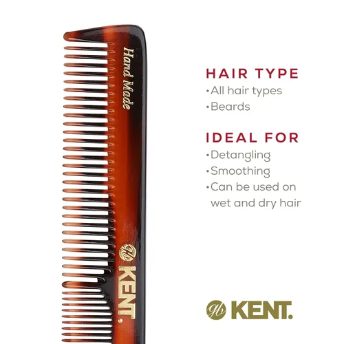 Vista 6 de Kent 2T - Peine de dientes finos y anchos para hombres, peine pequeño para barba y bigote, peinado diario y peinetas de aseo para hombre, corte
