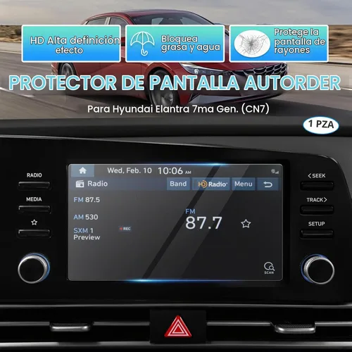 Vista 2 de Autorder Protector de pantalla para Hyundai Elantra 2021-2026, película de vidrio templado de 8 pulgadas, protector de pantalla táctil