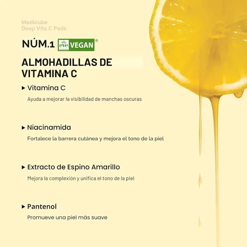 Vista 3 de medicube Toner Pads Deep Vita C - Almohadilla de tóner facial para tono de piel desigual y textura, vitamina agua y 3 tipos de vitaminas