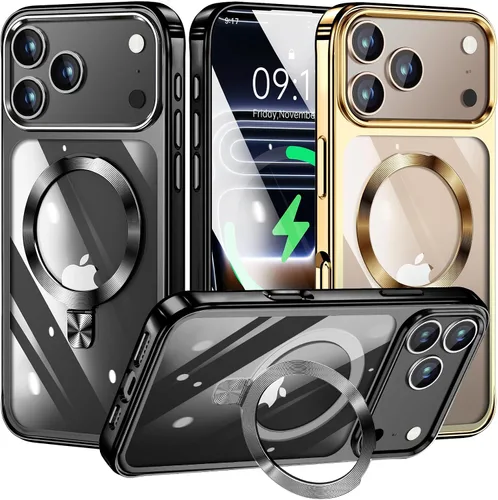 Vista 23 de [Anillo de CD compatible con soporte invisible MagSafe] Funda magnética para iPhone 12 / iPhone 12 Pro, parachoques galvanizado que no se pone
