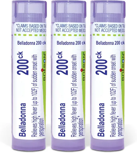 Vista 10 de Boiron Belladonna 12C Medicina homeopática para la fiebre - 80 pellets Gránulos homeopáticos de medicina única para la fiebre. Tamaño: 80 pellets.