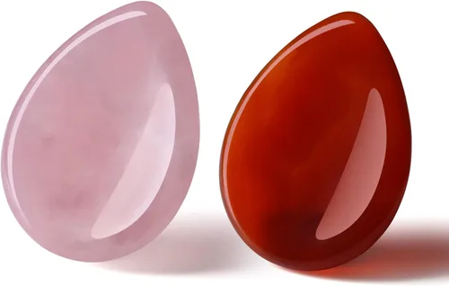 Vista 5 de YATOJUZI Juego de 4 piedras ovaladas para preocupación del pulgar, 7 chakras, amatista, cuarzo rosa, ojo de tigre, piedras naturales talladas a