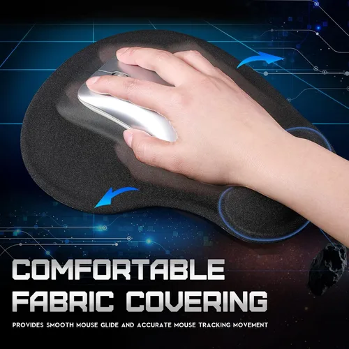 Vista 5 de Flutesan 9 alfombrillas ergonómicas para mouse con reposamuñecas, almohadillas de mouse negras de espuma viscoelástica antideslizante, cómoda