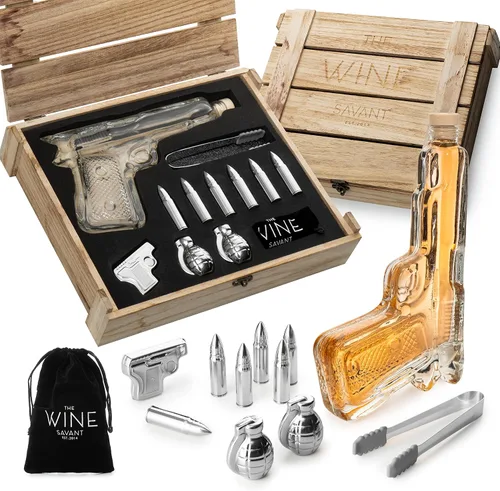 Vista 13 de Juego de decantador de pistola de whisky + 2 vasos bala - Regalos de pistola de Navidad y cumpleaños para hombres que lo tienen todo, regalos