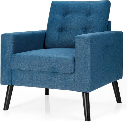 Vista 8 de Giantex Silla decorativa moderna, silla tapizada para sala de estar, sofá individual con botones, para leer en el dormitorio, habitación