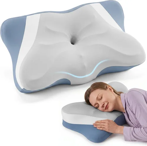 Vista 17 de Sweetcrispy Almohada cervical para cuello y hombro, almohadas ergonómicas de espuma viscoelástica, contorno lateral para adultos, soporte ortopédico