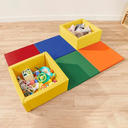 Vista 10 de ECR4Kids SoftZone Play Patch - Tapete de actividades cuadrados, tapete de juego modular, surtido, paquete de 4