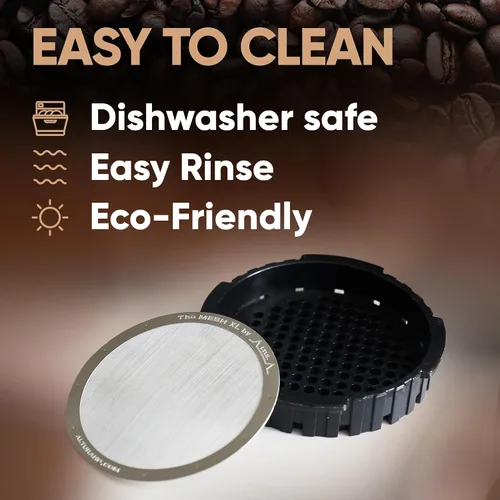 Vista 2 de ALTURA Filtro de acero inoxidable MESH XL para cafeteras AeroPress, repuesto de filtro de metal reutilizable para rico sabor, viajes y preparación