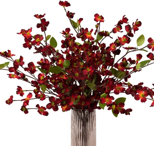 Vista 8 de Flores artificiales, tallos de flores, flores de seda de cornejo, arbusto de cornus falso para decoración del hogar, centros de mesa, 8