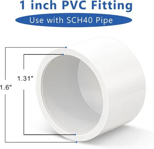 Vista 2 de Tapa de extremo de PVC de 1 pulgada, paquete de 10 conectores de codo de tubería, accesorios de tubería de PVC SCH40 de grado para muebles