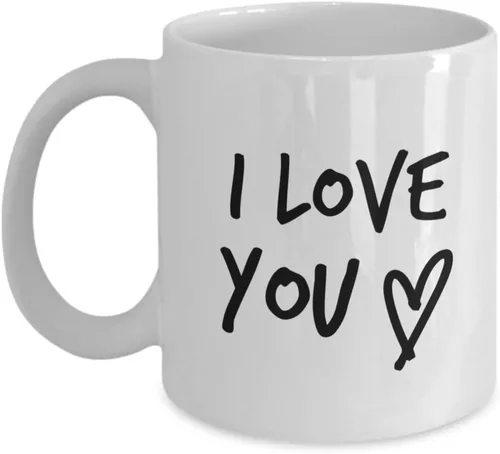 Vista 5 de Taza de café con texto en inglés "I Love You", taza romántica para él, ideas de regalo para hombres, mujeres, esposa, marido, girlfriend, prometido