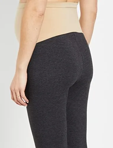 Vista 4 de Motherhood Maternity Women's Essential Stretch Secret Fit Over the Belly Leggings Full Length & Crop Length XS-3X 1 & 2 Packs