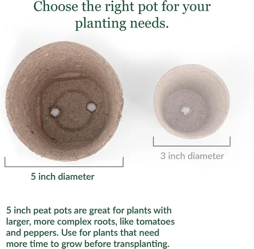 Vista 5 de Jiffy Macetas de turba biodegradables para plántulas, 5 pulgadas, paquete