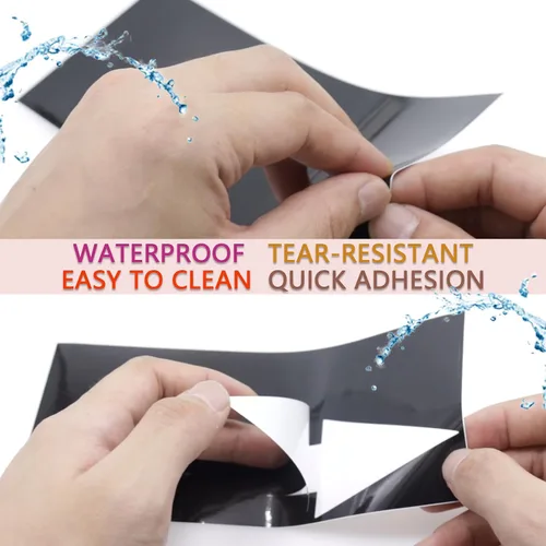 Vista 4 de Calcomanías de 8 x 2 pulgadas para letreros de flecha negra, paquete de 12 calcomanías autoadhesivas de PVC impermeables extraíbles, letreros