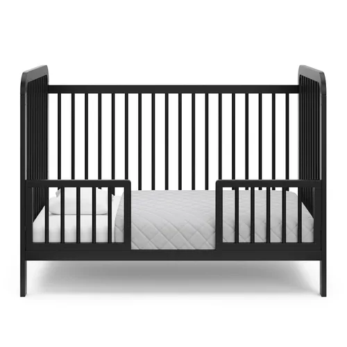 Vista 5 de Storkcraft & Graco - Kit de barandilla de seguridad para niños pequeños con tacos (negro) – Certificado GREENGUARD Gold, convierte la cuna