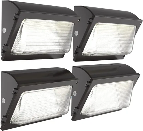 Vista 10 de HYPERLITE Paquete de luz LED de pared de 50 W, 2 paquetes con fotocélulas del atardecer al amanecer, lente de vidrio de 6750 lúmenes, paquetes
