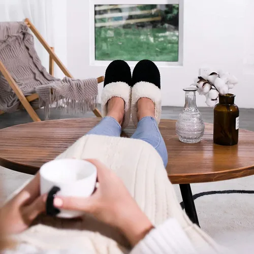 Vista 7 de ULTRAIDEAS Pantuflas de forro polar cómodas para mujer, de espuma viscoelástica, sin cordones, para interiores y exteriores