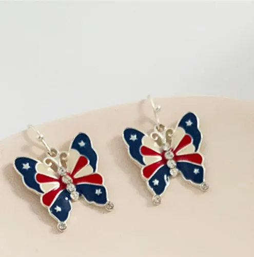 Vista 3 de American Flag Earrings Independence Day Earrings Memorial Day Earrings 4th of July Earrings Leather Earrings Independence Day Holiday Gifts