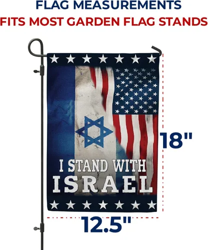 Vista 7 de Bandera de jardín I Stand with Israel de 12.5 x 18 pulgadas, bandera de doble cara para Israel, América Israel Friendship, bandera de Israel judía