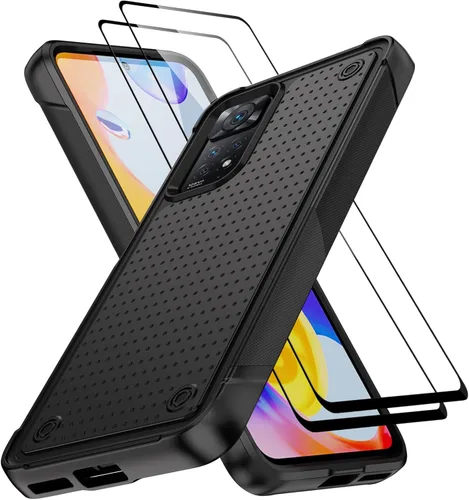 Vista 28 de Jeylly Funda para Xiaomi Poco X3 NFC con protector de pantalla de vidrio templado [2 paquetes], resistente a prueba de golpes, funda protectora