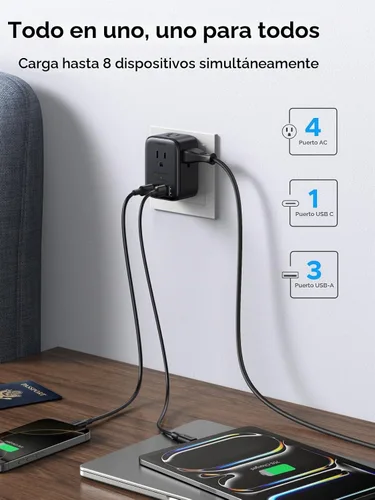 Vista 2 de UGREEN 20W 8-Port Multi Outlet Extender Protector de sobretensiones Regleta