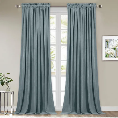 Vista 57 de StangH Cortinas de terciopelo rojo de 42 x 84 pulgadas de lujo, con aislamiento térmico, divisores de habitación, decoración navideña del hogar