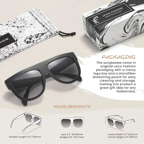 Vista 11 de Gafas de sol de gran tamaño con parte superior plana para mujer, diseño cuadrado grande, retro, gafas de sol