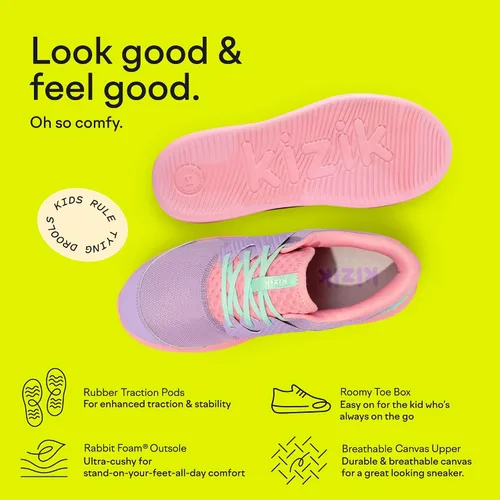 Vista 3 de Kizik Kids Anaheim Comfortable Breathable Knit Slip On Sneakers - Easy Slip-Ons Walking Shoes for Children and Kids Girls and Boys Stylish