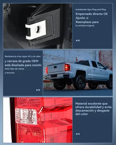 Vista 7 de Ensamble de luz trasera Nilight Compatible con Chevy Silverado 1500 2014 2015 2016 2017 2018 2019, 2500 HD 3500 HD, GMC Sierra 3500HD 2015-2019 Par