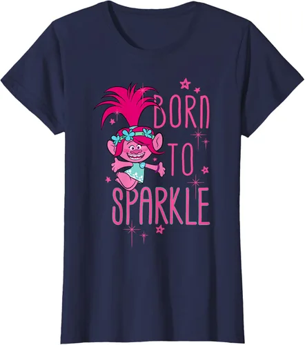 Vista 40 de DreamWorks Trolls Camiseta Born to Sparkle Negro