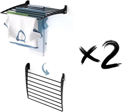 Vista 34 de foxydry Rejilla de secado plegable para montar en la pared, plegable que ahorra espacio, 24 pulgadas Negro - Cerrando