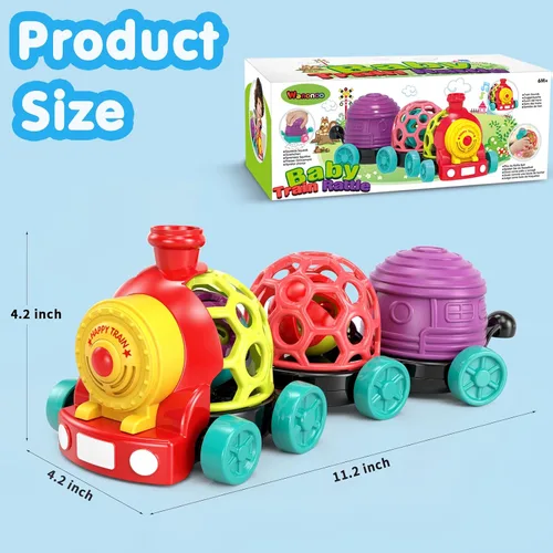 Vista 6 de Tren de Juguete para Bebés, Juguete de Autos Suaves para Bebés de 6-12 Meses Regalos para Niños, Juguete de Tren Musical para Niños Pequeños de 1-3