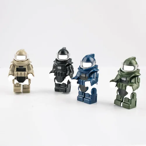 Vista 6 de Figuras de Soldados de Juguete de 4 Colores Traje de Desactivación de Bombas Armadura Traje E.O.D Juguetes Equipo Militar Minifigura Personalizada