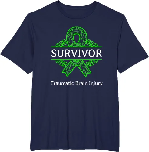 Vista 17 de Camiseta de concientización traumática con cinta verde para supervivientes de lesiones cerebrales, Negro, S