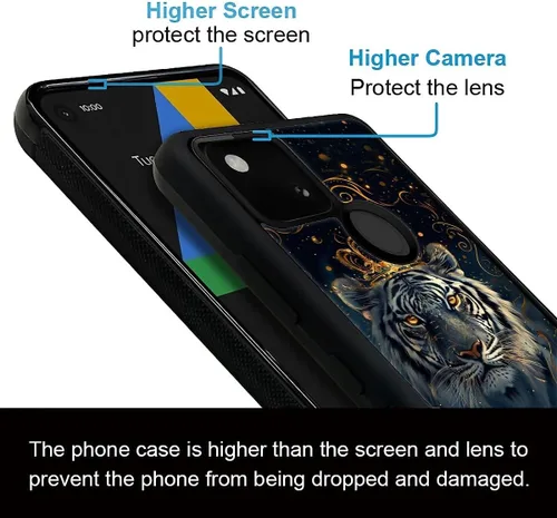 Vista 1214 de Compatible con Google Pixel 4A 5G Mobile Case Creative Acrylic Panel trasero Silicona Protección Grip especialmente diseñado para Google Pixel 4A 5G