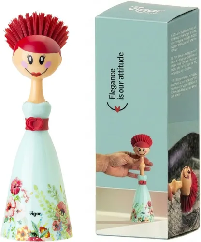 Vista 10 de Vigar Dolls Arandelle - Cepillo para platos con vestido estampado, 9-3/5 pulgadas