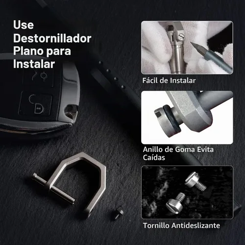 Vista 3 de MecArmy - Organizador de llaves de titanio CH2 con anillo en D, llavero seguro en forma de D para llaveros de automóvil y equipo EDC, alternativa