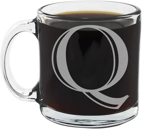 Vista 15 de Spotted Dog Company Taza de café de vidrio transparente con monograma grabado de 12 onzas (letra A), regalos de café personalizados de la A a la Z